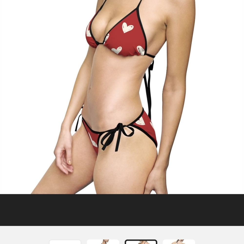 Wemons Valentine collection bikini swimsuit hearts red black white *new*